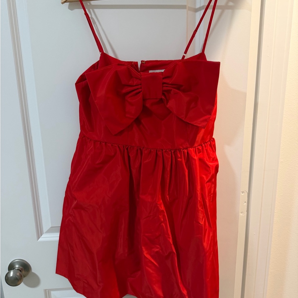 LOFT Vibrant Red Bow Accent Dress